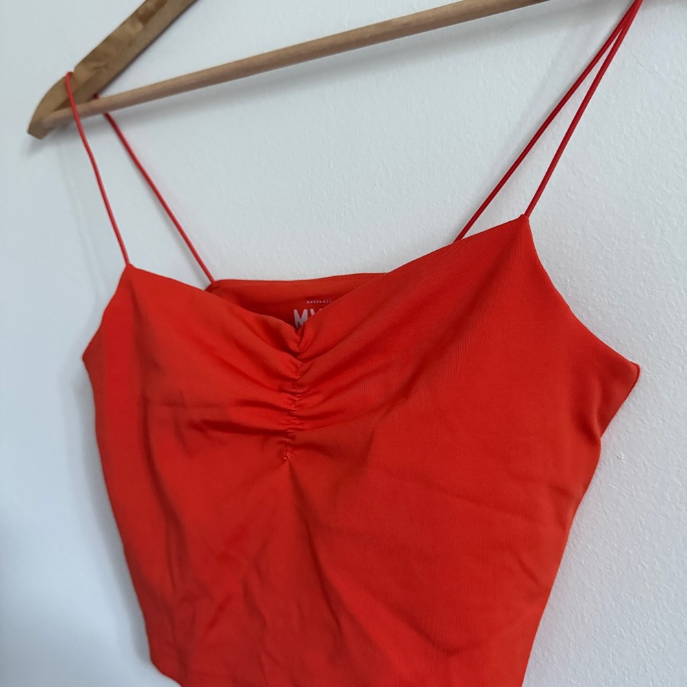 Madewell Flex Sweetheart Crop Tank Top Brilliant Tangerine size small NL307 - Picture 3 of 5